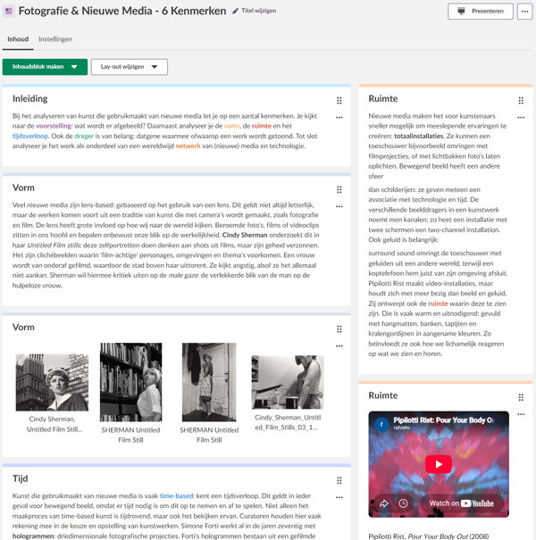 Opbouw pagina